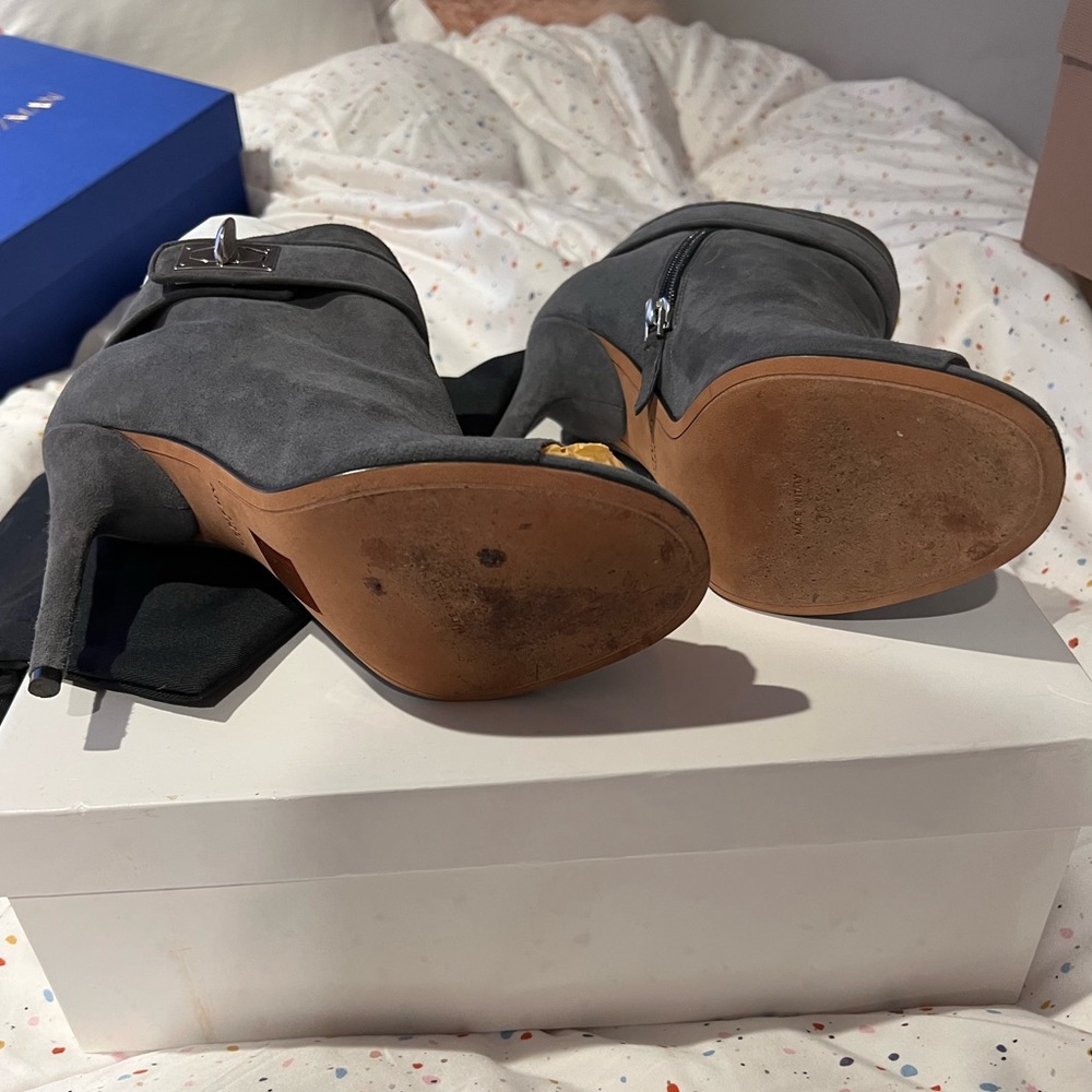 Givenchy Gray Suede Shark-Lock Open Toe Bootie - image 2